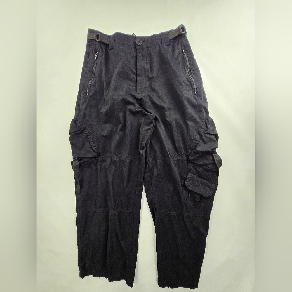 Y2K Forever 21 Black Cargo Utility Baggy Wide Leg Womems  hip-hop pants Size Lg